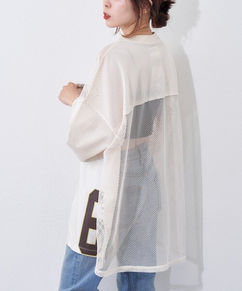 etsinta（エシンタ）の「【etsinta】リメイクメッシュBIGプルオーバー（Tシャツ/カットソー・レディース・グリーン/ネイビー/オフホワイト・ONE SIZE）」の7枚目の写真