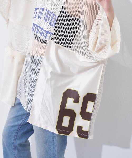 etsinta（エシンタ）の「【etsinta】リメイクメッシュBIGプルオーバー（Tシャツ/カットソー・レディース・グリーン/ネイビー/オフホワイト・ONE SIZE）」の9枚目の写真