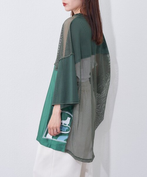 etsinta（エシンタ）の「【etsinta】リメイクメッシュBIGプルオーバー（Tシャツ/カットソー・レディース・グリーン/ネイビー/オフホワイト・ONE SIZE）」の16枚目の写真