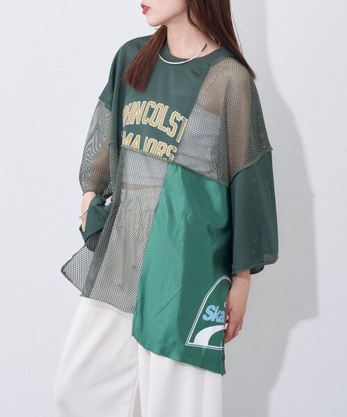 etsinta（エシンタ）の「【etsinta】リメイクメッシュBIGプルオーバー（Tシャツ/カットソー・レディース・グリーン/ネイビー/オフホワイト・ONE SIZE）」の18枚目の写真