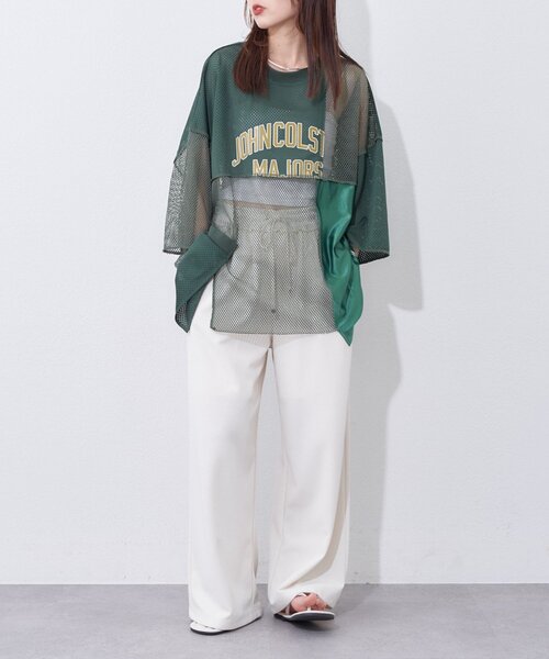 etsinta（エシンタ）の「【etsinta】リメイクメッシュBIGプルオーバー（Tシャツ/カットソー・レディース・グリーン/ネイビー/オフホワイト・ONE SIZE）」の20枚目の写真