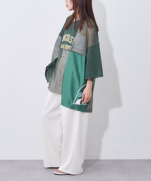 etsinta（エシンタ）の「【etsinta】リメイクメッシュBIGプルオーバー（Tシャツ/カットソー・レディース・グリーン/ネイビー/オフホワイト・ONE SIZE）」の21枚目の写真