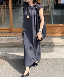 ルーズシルエット クルーネック ロングワンピース