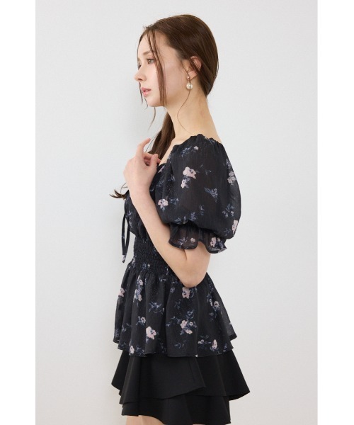 rienda(リエンダ)の「ハーフスリーブボリュームペプラムブラウス 夏服(シャツ/ブラウス・レディース・パープル/ブラック/ライトイエロー・FREE)」の6枚目の写真