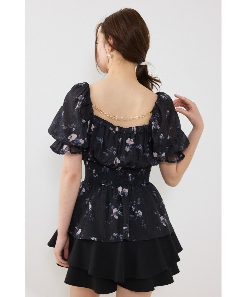 rienda(リエンダ)の「ハーフスリーブボリュームペプラムブラウス 夏服(シャツ/ブラウス・レディース・パープル/ブラック/ライトイエロー・FREE)」の7枚目の写真