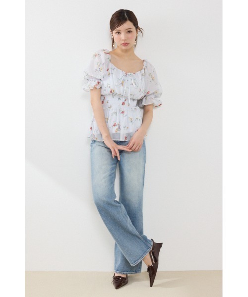 rienda(リエンダ)の「ハーフスリーブボリュームペプラムブラウス 夏服(シャツ/ブラウス・レディース・パープル/ブラック/ライトイエロー・FREE)」の10枚目の写真
