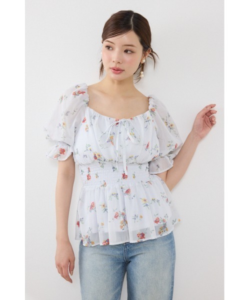 rienda(リエンダ)の「ハーフスリーブボリュームペプラムブラウス 夏服(シャツ/ブラウス・レディース・パープル/ブラック/ライトイエロー・FREE)」の13枚目の写真
