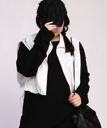 【Lサイズ・XLサイズ専門着痩せブランド】クロップドナイロンベスト