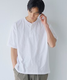 スラブ天竺ヘンリーネック半袖Tシャツ