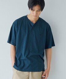 スラブ天竺ヘンリーネック半袖Tシャツ