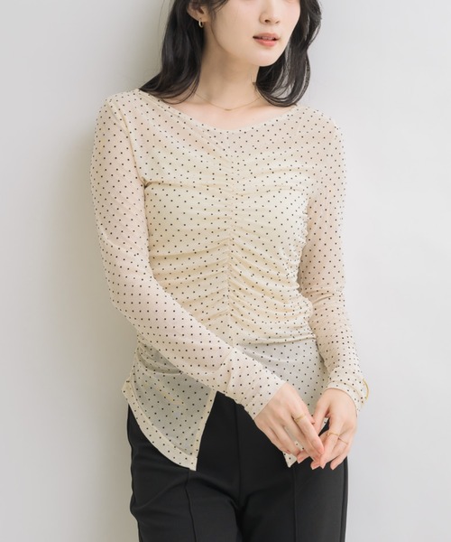 NEUNA（ヌナ）の「フロントギャザードットシアートップス（Tシャツ/カットソー・レディース・ブラウン/アイボリー・FREE）」の13枚目の写真