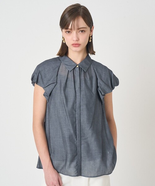 ANAYI(アナイ)の「デニムライクシャンブレーパフブラウス(シャツ/ブラウス・レディース・インディゴブルー/ライトブルー・38)」の10枚目の写真