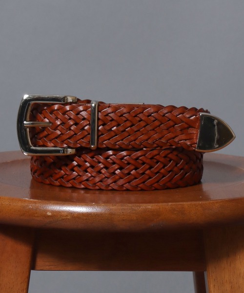 ANPAS(アンパス)の「30mm Recycled Leather Woven Belt - 1300mm Length / リサイクルレザー 編み込みベルト 幅30㎜ 長さ1300㎜ 再生皮革 メンズ レディース メッシュベルト ロングベルト(ベルト・メンズ・ブラック/ブラウン/ダークブラウン・FREE)」の3枚目の写真