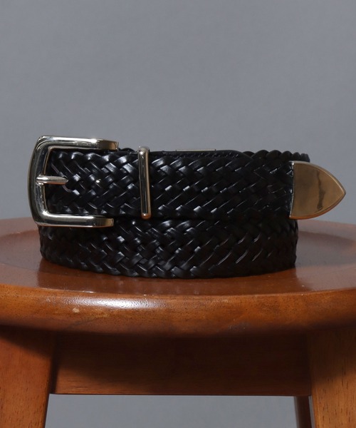 ANPAS(アンパス)の「30mm Recycled Leather Woven Belt - 1300mm Length / リサイクルレザー 編み込みベルト 幅30㎜ 長さ1300㎜ 再生皮革 メンズ レディース メッシュベルト ロングベルト(ベルト・メンズ・ブラック/ブラウン/ダークブラウン・FREE)」の2枚目の写真