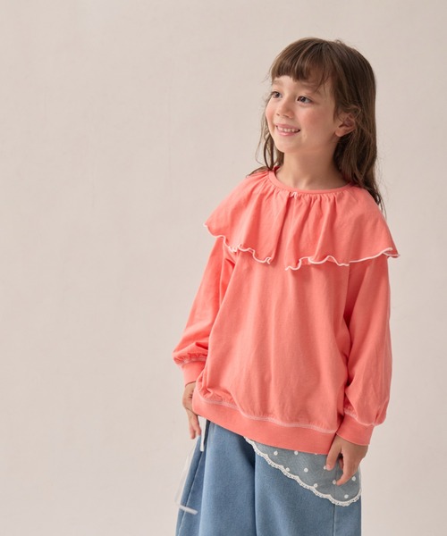 pairmanon(ペアマノン)の「【綿100%】配色メロー BIGカラーロンT(Tシャツ/カットソー・キッズ・ピンク/オフホワイト/モカ・150/120/90/100/130/140/110)」の15枚目の写真