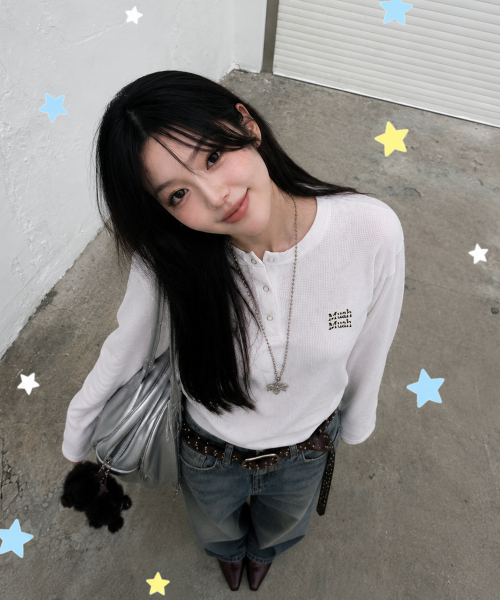 muahmuah（ムーアムーア）の「ワッフルピグメントヘンリーネック長袖Tシャツ[ホワイト]（Tシャツ/カットソー・レディース・その他・FREE）」の20枚目の写真