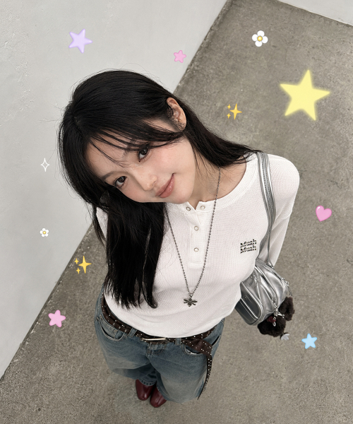 muahmuah（ムーアムーア）の「ワッフルピグメントヘンリーネック長袖Tシャツ[ホワイト]（Tシャツ/カットソー・レディース・その他・FREE）」の22枚目の写真