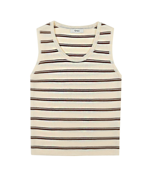 VLETI（ブレッティ）の「Stripe Basic Round Knit Sleeveless (beige)（ニット/セーター・レディース・ベージュ・FREE）」の2枚目の写真