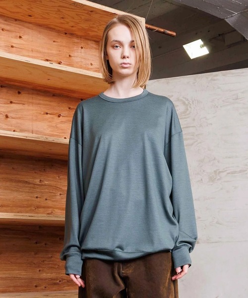 VOAAOV(ヴォアーブ)の「【VOAAOV】RELUX WOOL Oversize L/S T-Shirt(Tシャツ/カットソー・メンズ・ベージュ/チャコールグレー/ブラック/オリーブ・0/1/2)」の4枚目の写真
