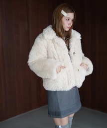 【SANSeLF】フェイクファーシャギーボリュームジャケット saw26a029