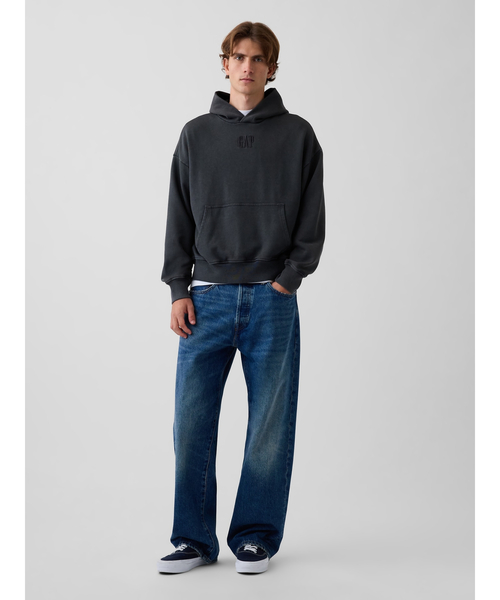 GAP(ギャップ)の「ヘビーウェイト オーバーサイズ GAPロゴパーカー(スウェット・メンズ・ブルー/ブラウン/ネイビー・XS/S/M/L/XL)」の4枚目の写真