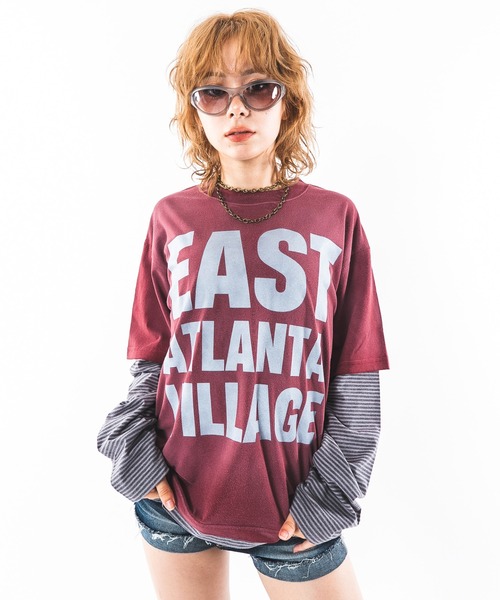 SHORT ROUND(ショートラウンド)の「SHORT ROUND/【26年秋冬新作】フェイクレイヤードグラフィックT(LS)(Tシャツ/カットソー・メンズ・ブラック系その他/ホワイト系その他/ネイビー/ワイン・LARGE/MEDIUM)」の4枚目の写真