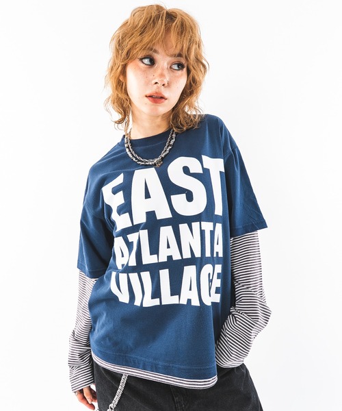 SHORT ROUND(ショートラウンド)の「SHORT ROUND/【26年秋冬新作】フェイクレイヤードグラフィックT(LS)(Tシャツ/カットソー・メンズ・ブラック系その他/ホワイト系その他/ネイビー/ワイン・LARGE/MEDIUM)」の5枚目の写真