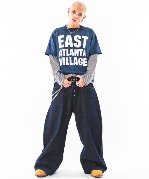 SHORT ROUND(ショートラウンド)の「SHORT ROUND/【26年秋冬新作】フェイクレイヤードグラフィックT(LS)(Tシャツ/カットソー・メンズ・ブラック系その他/ホワイト系その他/ネイビー/ワイン・LARGE/MEDIUM)」の9枚目の写真