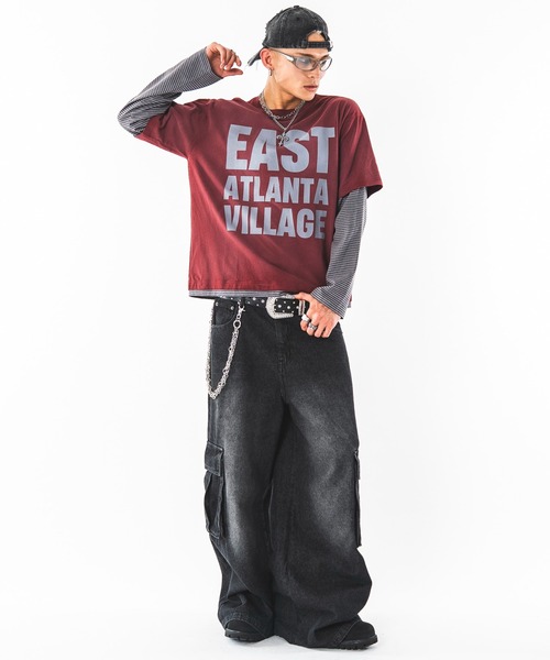 SHORT ROUND(ショートラウンド)の「SHORT ROUND/【26年秋冬新作】フェイクレイヤードグラフィックT(LS)(Tシャツ/カットソー・メンズ・ブラック系その他/ホワイト系その他/ネイビー/ワイン・LARGE/MEDIUM)」の11枚目の写真