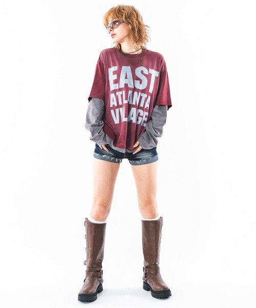 SHORT ROUND(ショートラウンド)の「SHORT ROUND/【26年秋冬新作】フェイクレイヤードグラフィックT(LS)(Tシャツ/カットソー・メンズ・ブラック系その他/ホワイト系その他/ネイビー/ワイン・LARGE/MEDIUM)」の12枚目の写真