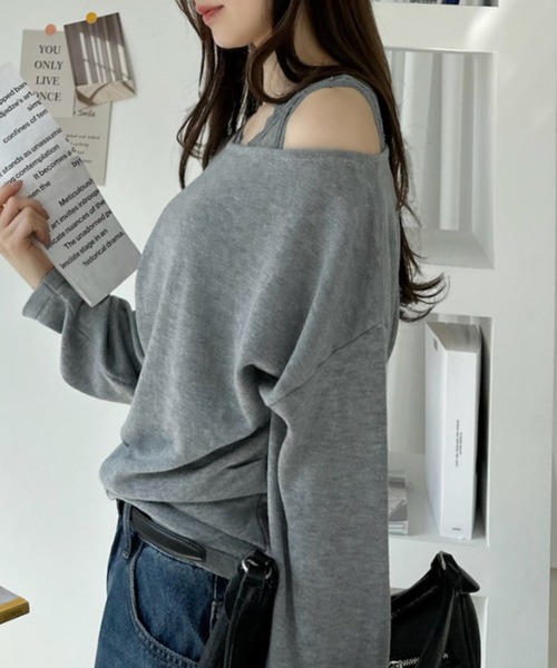 Ada.(エイダ)の「2WAY レースレイヤード風 ニット プルオーバー(ニット/セーター・レディース・アイボリー/チャコール/グレー・FREE)」の19枚目の写真