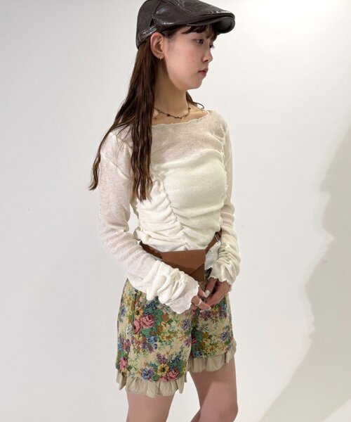 w closet(ダブルクローゼット)の「フロントギャザープルオーバー(Tシャツ/カットソー・レディース・オフホワイト/ピンク/ブラウン/イエロー・FREE)」の6枚目の写真