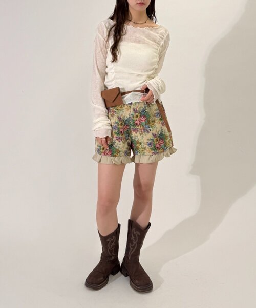 w closet(ダブルクローゼット)の「フロントギャザープルオーバー(Tシャツ/カットソー・レディース・オフホワイト/ピンク/ブラウン/イエロー・FREE)」の8枚目の写真