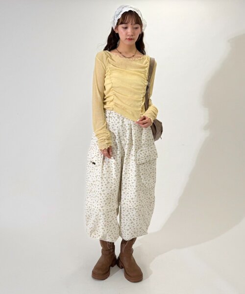 w closet(ダブルクローゼット)の「フロントギャザープルオーバー(Tシャツ/カットソー・レディース・オフホワイト/ピンク/ブラウン/イエロー・FREE)」の21枚目の写真