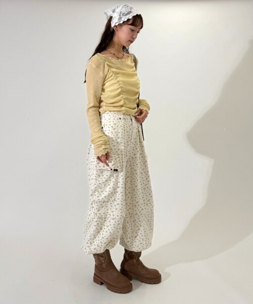 w closet(ダブルクローゼット)の「フロントギャザープルオーバー(Tシャツ/カットソー・レディース・オフホワイト/ピンク/ブラウン/イエロー・FREE)」の22枚目の写真