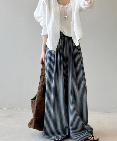 VENCEEXCHANGE(ヴァンスエクスチェンジ)の「ストライプワイドパンツ(その他パンツ・レディース・アイボリー/ネイビー・M/L)」の15枚目の写真