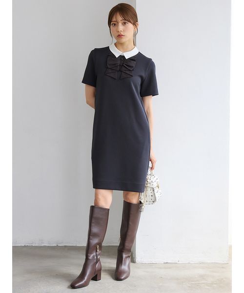 CELFORD(セルフォード)の「リボンモチーフミニワンピース(ワンピース・レディース・ブラック/キャメル/グレー・38/36)」の5枚目の写真