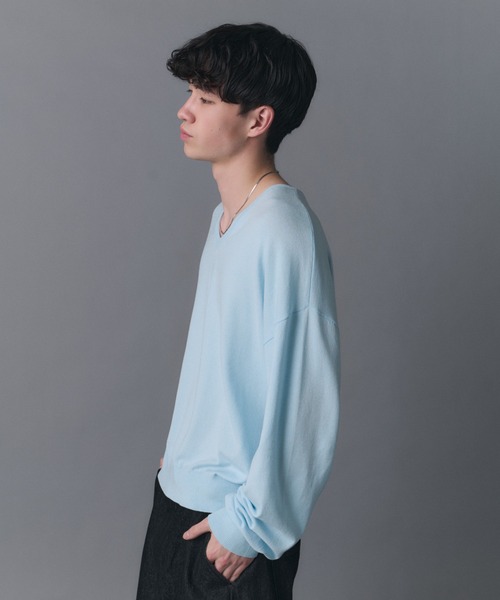 Confirm(コンファーム)の「V-neck High Gauge Knit / Vネックハイゲージニット メンズ レディース ユニセックス(ニット/セーター・メンズ・スカイブルー/グリーン/ブラック・L/M/S)」の10枚目の写真
