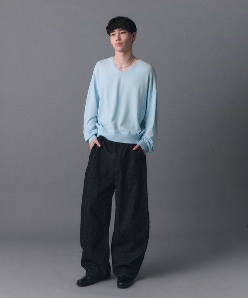 Confirm(コンファーム)の「V-neck High Gauge Knit / Vネックハイゲージニット メンズ レディース ユニセックス(ニット/セーター・メンズ・スカイブルー/グリーン/ブラック・L/M/S)」の15枚目の写真