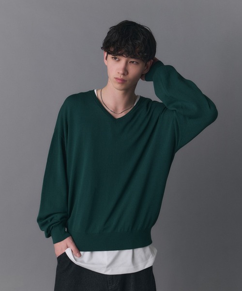 Confirm(コンファーム)の「V-neck High Gauge Knit / Vネックハイゲージニット メンズ レディース ユニセックス(ニット/セーター・メンズ・スカイブルー/グリーン/ブラック・L/M/S)」の18枚目の写真