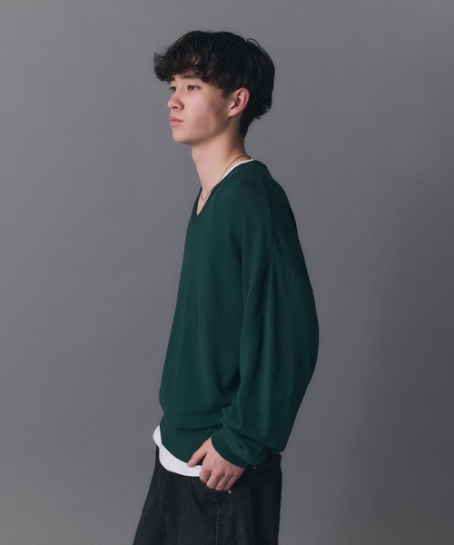 Confirm(コンファーム)の「V-neck High Gauge Knit / Vネックハイゲージニット メンズ レディース ユニセックス(ニット/セーター・メンズ・スカイブルー/グリーン/ブラック・L/M/S)」の19枚目の写真