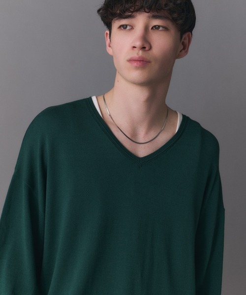 Confirm(コンファーム)の「V-neck High Gauge Knit / Vネックハイゲージニット メンズ レディース ユニセックス(ニット/セーター・メンズ・スカイブルー/グリーン/ブラック・L/M/S)」の21枚目の写真