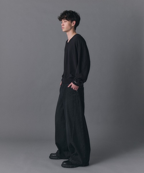 Confirm(コンファーム)の「V-neck High Gauge Knit / Vネックハイゲージニット メンズ レディース ユニセックス(ニット/セーター・メンズ・スカイブルー/グリーン/ブラック・L/M/S)」の6枚目の写真