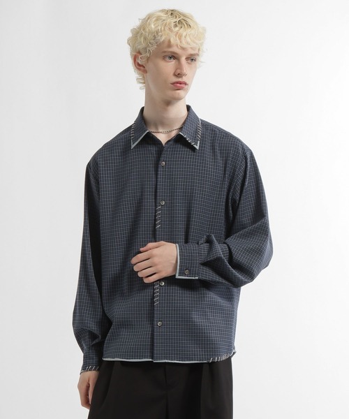 HARE(ハレ)の「スケッチラインステッチシャツ/LS(HARE)(シャツ/ブラウス・メンズ・ホワイト/ブルー系その他/サックスブルー・FREE)」の4枚目の写真