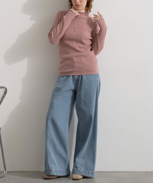Fizz(フィズ)の「ハイネックアクリルリブニット(ニット/セーター・レディース・イエロー/ピンク/グリーン・M)」の7枚目の写真