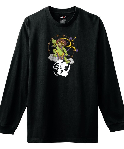 NIPOP(ニポップ)の「NIPOP(ニポップ) 長袖Tシャツ 雷神 和 プリント インバウンド お土産 ロンT トップス レディース(Tシャツ/カットソー・レディース・ブラック系2/ホワイト系1/ホワイト系2/ブラック系3/ブラック系1/ホワイト系3・XS/S)」の6枚目の写真