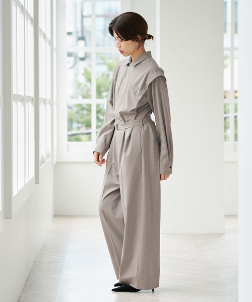 IENA(イエナ)の「オープンカラーオールインワン(つなぎ/オールインワン・レディース・グレー/ベージュ系その他・38/36)」の15枚目の写真
