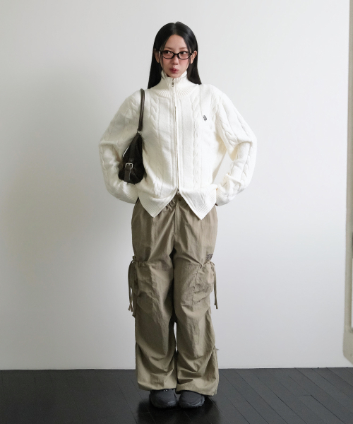 muahmuah（ムーアムーア）の「サイドリボンストリング カーゴポケット ウエストゴムパンツ [ベージュ]（スウェットパンツ・レディース・その他・FREE）」の10枚目の写真