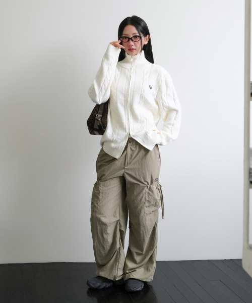 muahmuah（ムーアムーア）の「サイドリボンストリング カーゴポケット ウエストゴムパンツ [ベージュ]（スウェットパンツ・レディース・その他・FREE）」の11枚目の写真