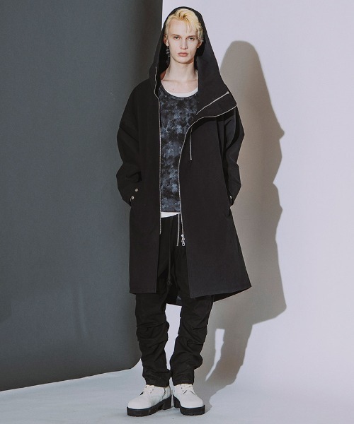 NO ID.(ノーアイディ)の「mj12004- シンセティックレザーW-ZIPモッズコート(459006-596C)(モッズコート・メンズ・ブラック/ブラック系その他・ONE SIZE)」の12枚目の写真